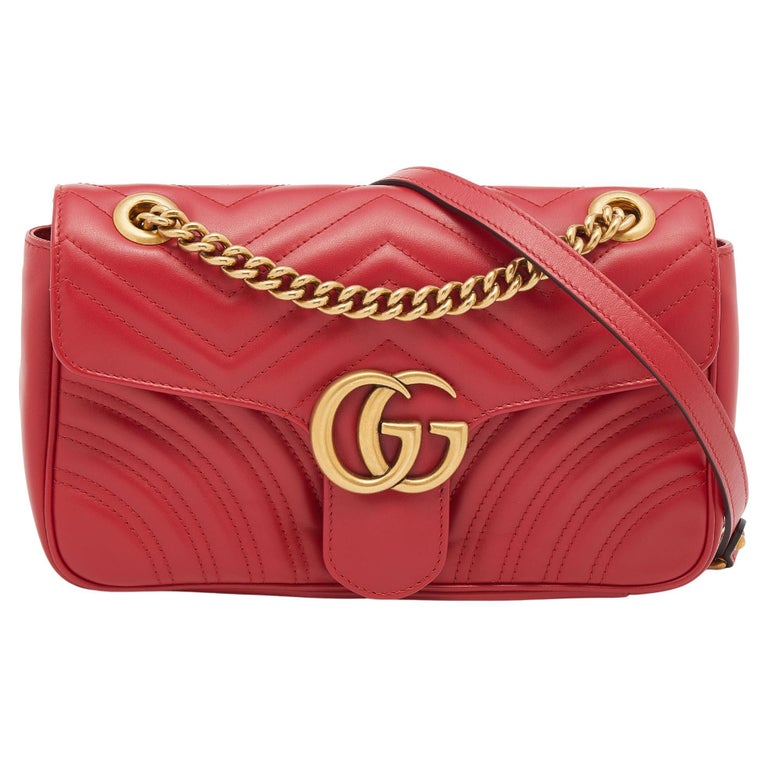 Gucci Red Matelassé Leather Small GG Marmont Shoulder Bag For Sale at  1stDibs | gucci gg marmont red, gucci marmont small red, gucci red purse