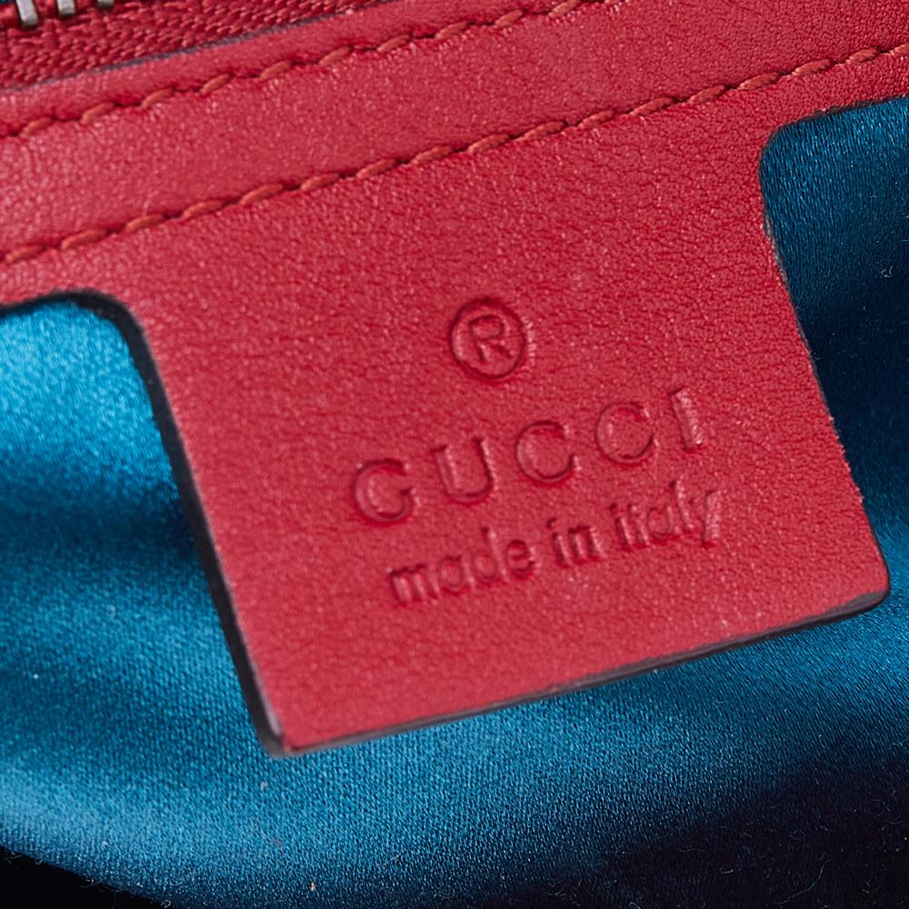 Gucci Red Matelassé Velvet Small GG Marmont Shoulder Bag 1