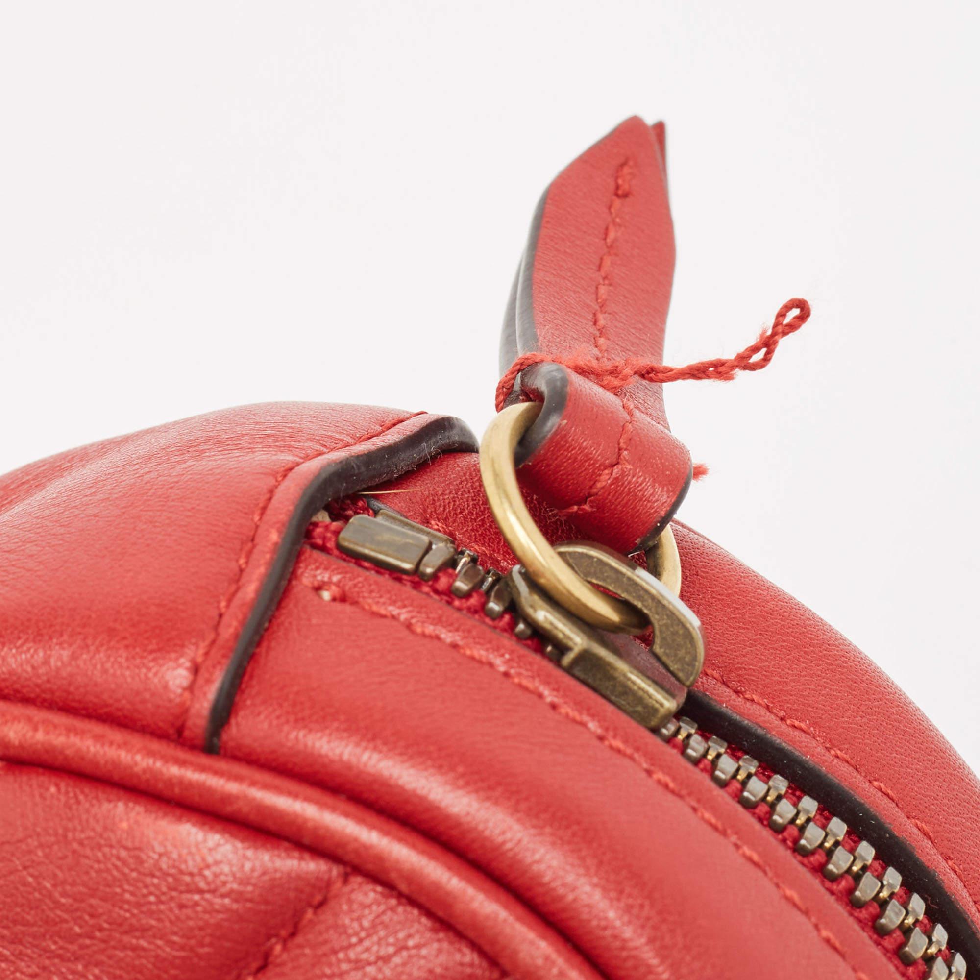 Gucci Red Matelassé Leather Mini GG Marmont Belt Bag For Sale 2