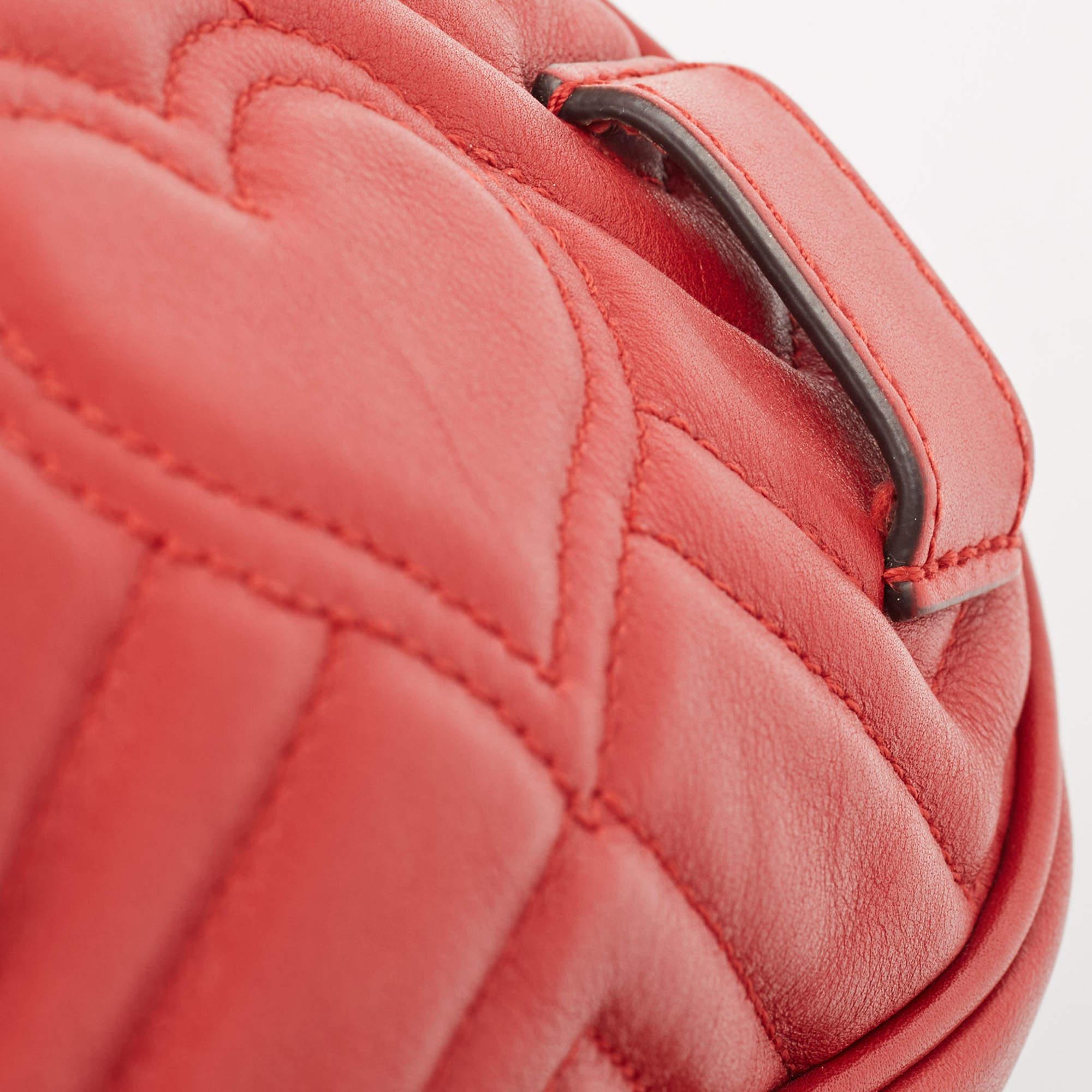 Gucci Red Matelassé Leather Mini GG Marmont Belt Bag For Sale 3