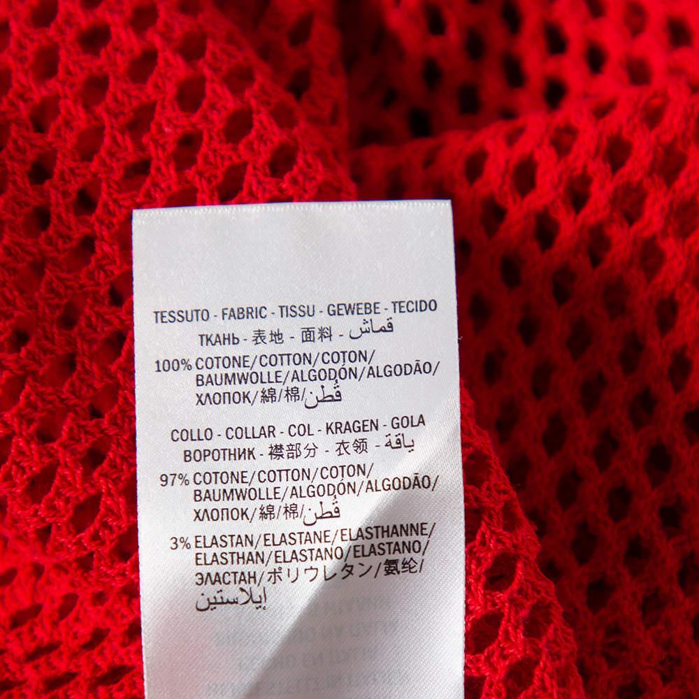 Gucci Rotes bedrucktes Crewneck-T-Shirt aus Mesh mit Logo XS Herren im Angebot
