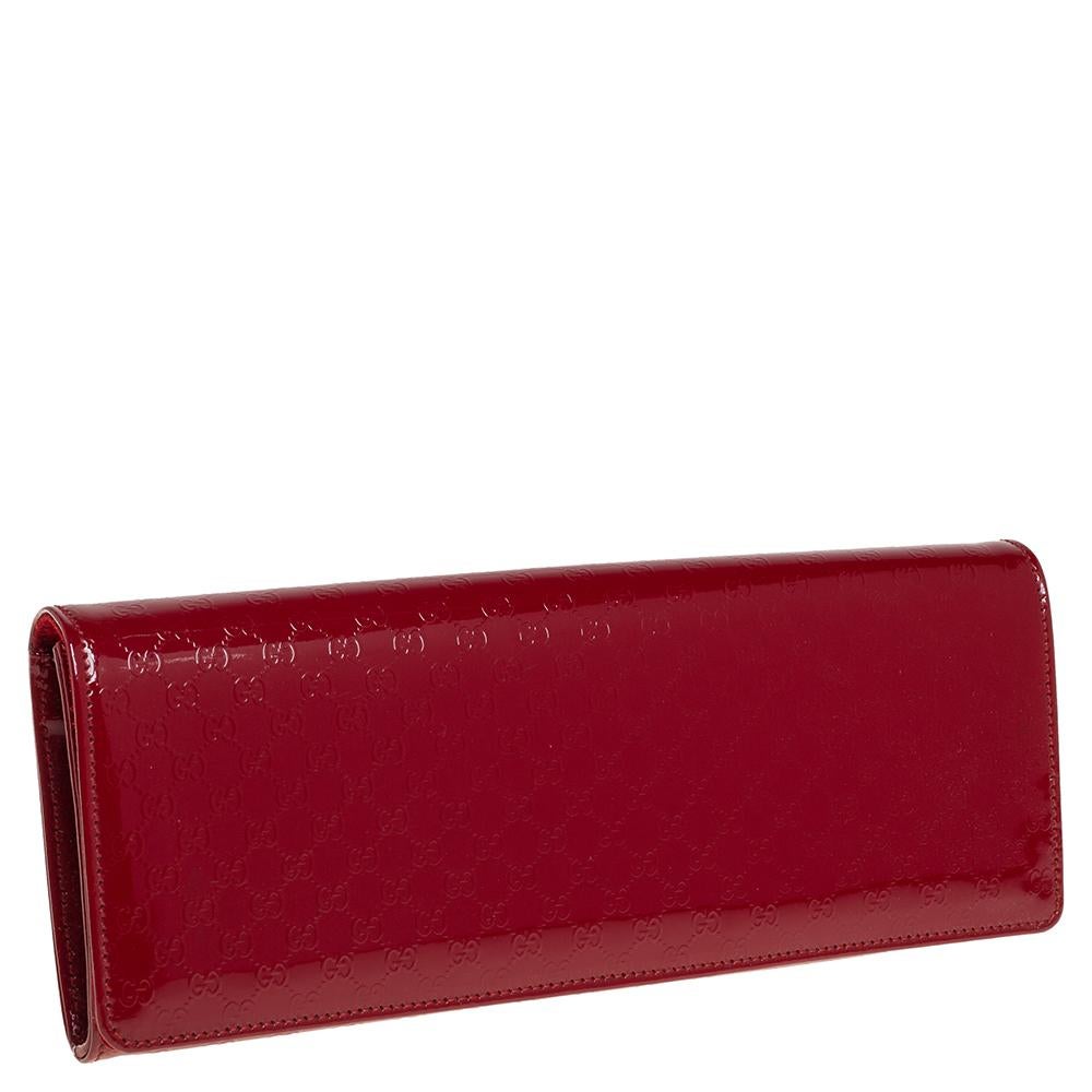 Gucci Red Micro Guccissima Patent Leather Broadway Clutch 5