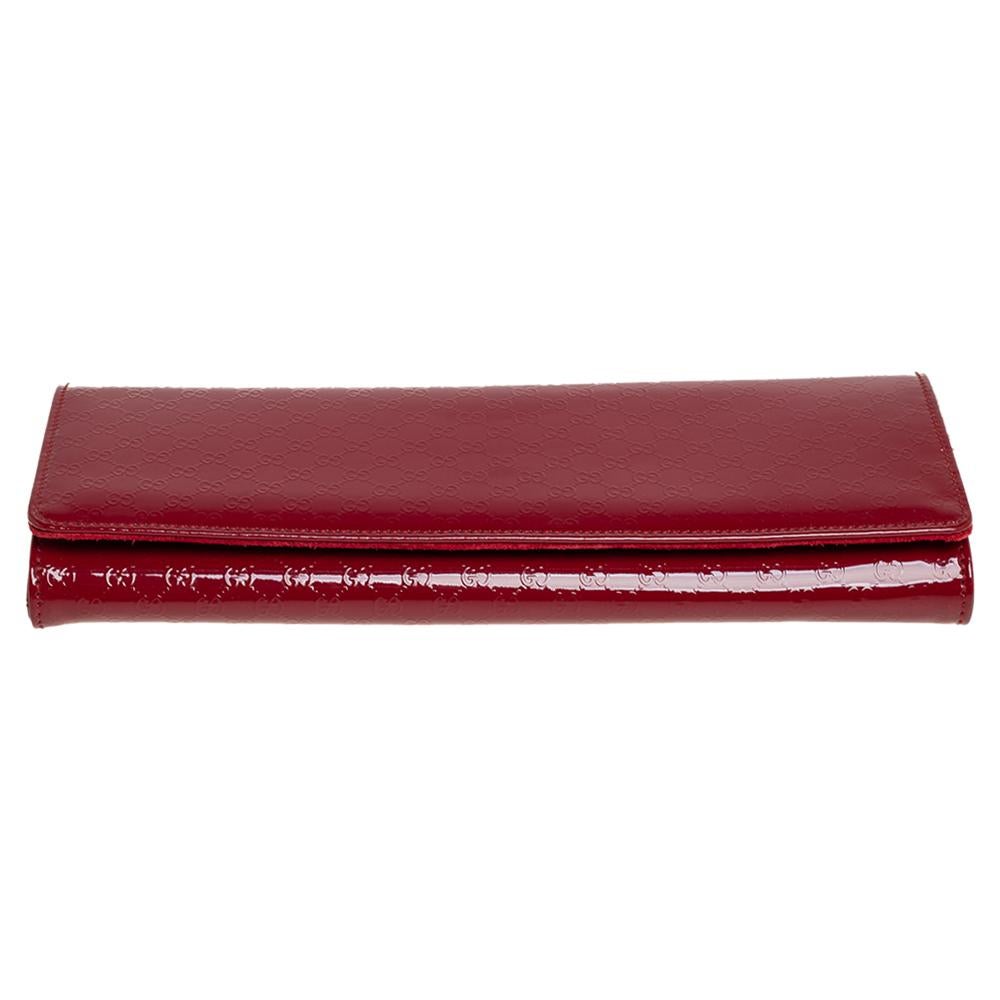 Gucci Red Micro Guccissima Patent Leather Broadway Clutch 6