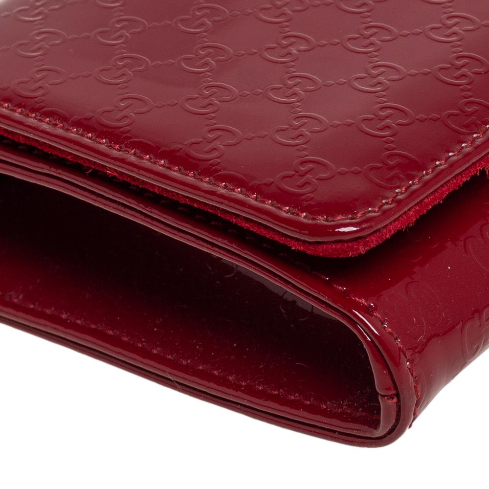 Women's Gucci Red Micro Guccissima Patent Leather Broadway Clutch