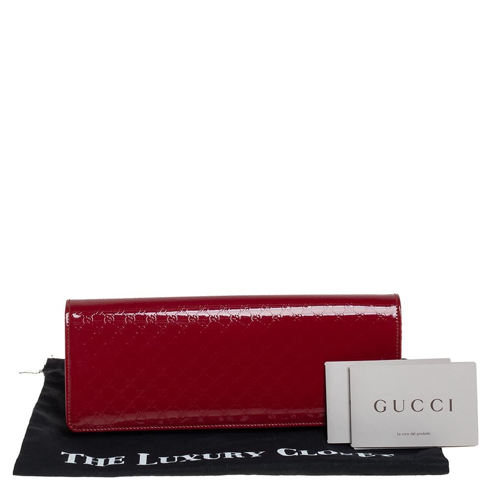 Gucci Red Micro Guccissima Patent Leather Broadway Clutch 3