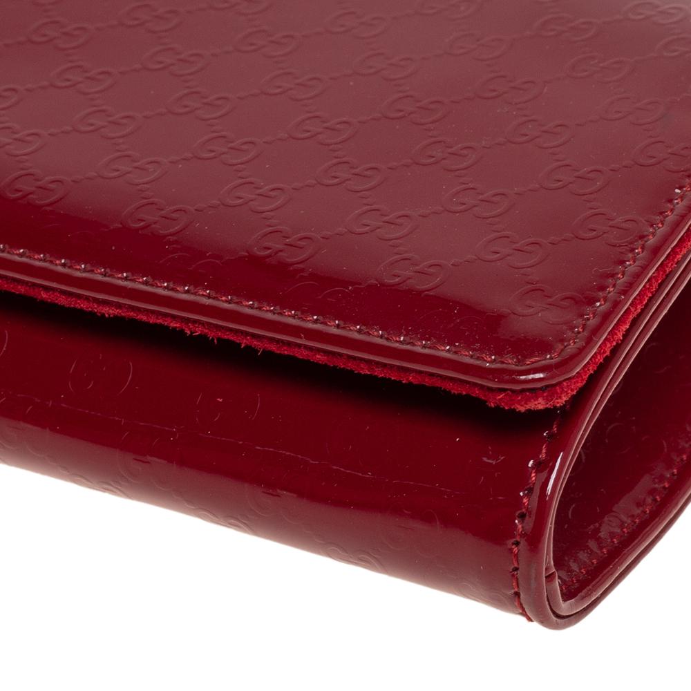 Gucci Red Micro Guccissima Patent Leather Broadway Clutch 5