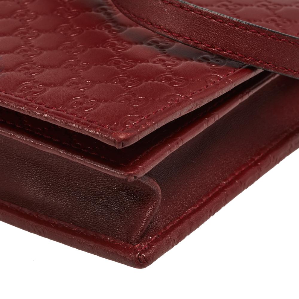Brown Gucci Red Microguccissima Leather Flap Crossbody Bag