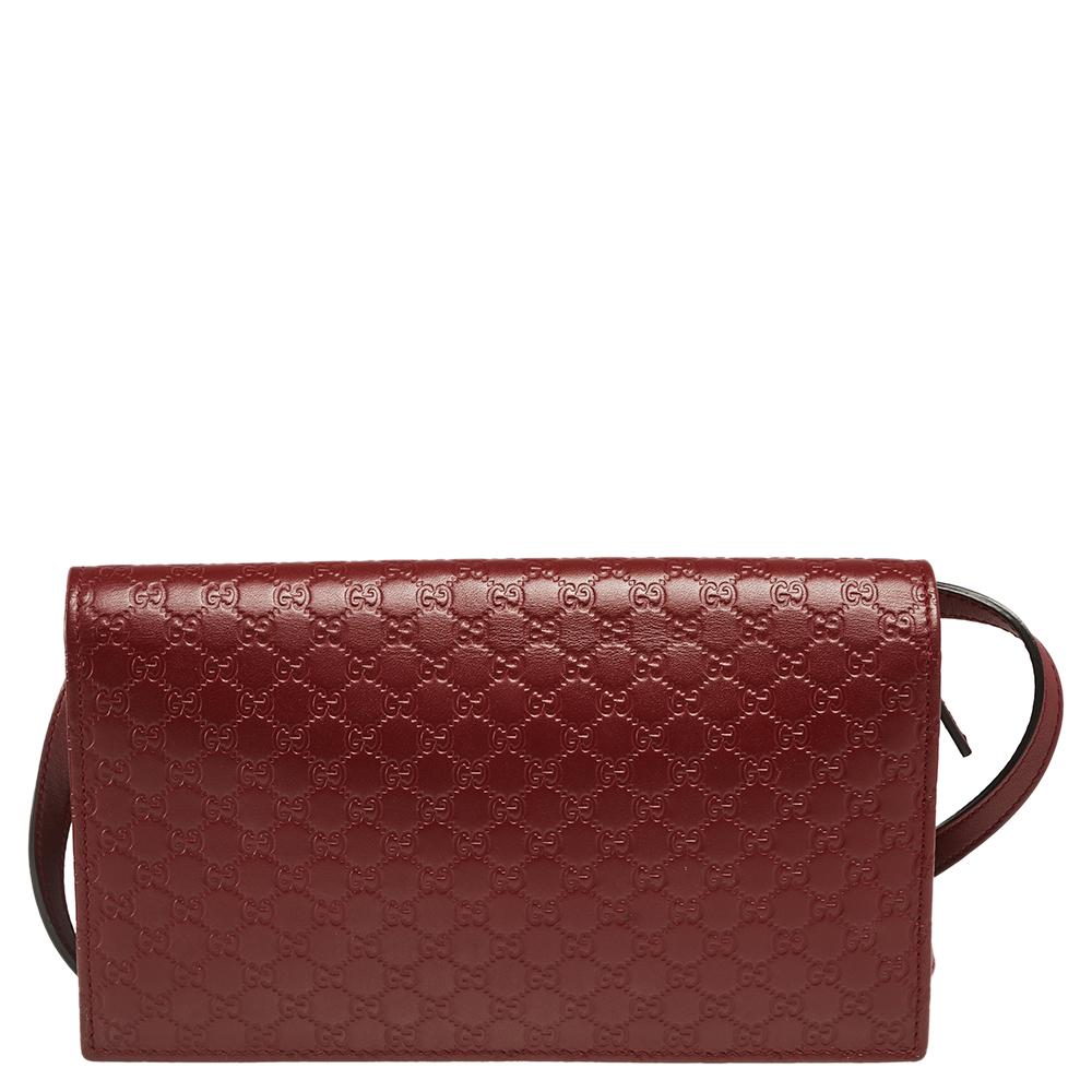 Women's Gucci Red Microguccissima Leather Flap Crossbody Bag