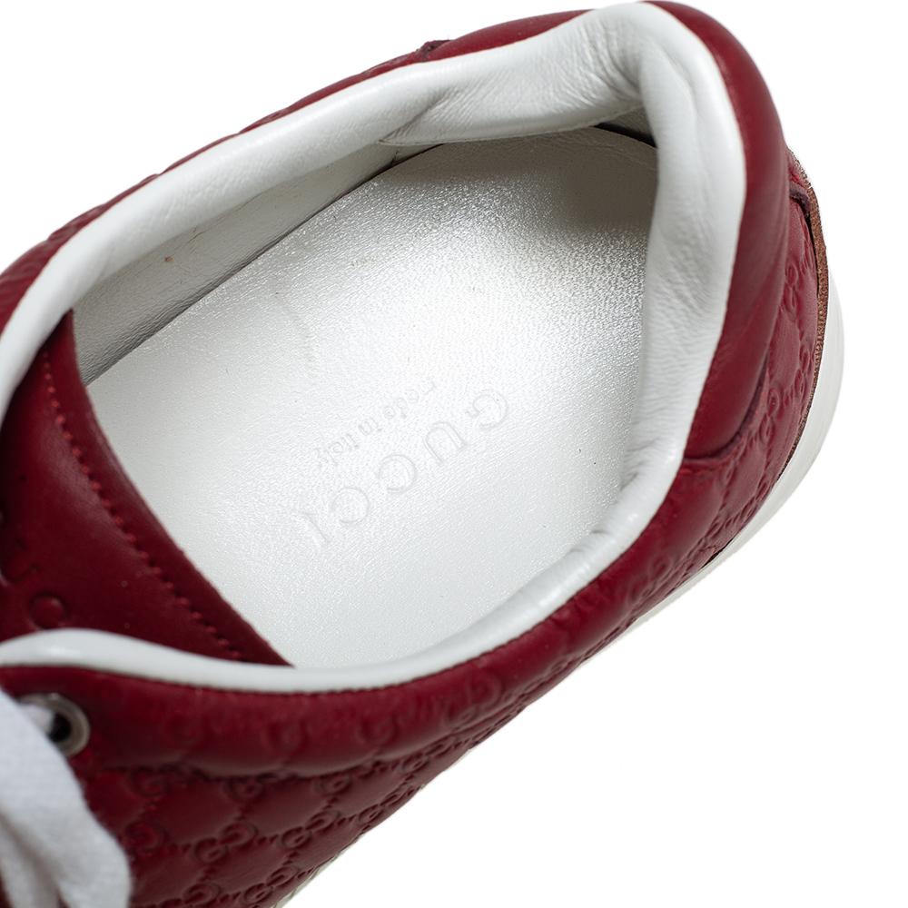 Gucci Red Microguccissima Leather Low Top Sneakers Size 36 1