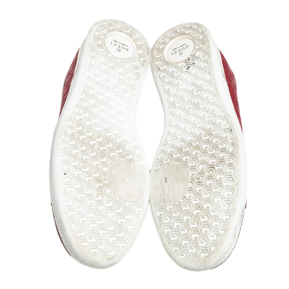 Gucci Red Microguccissima Leather Low Top Sneakers Size 36 2