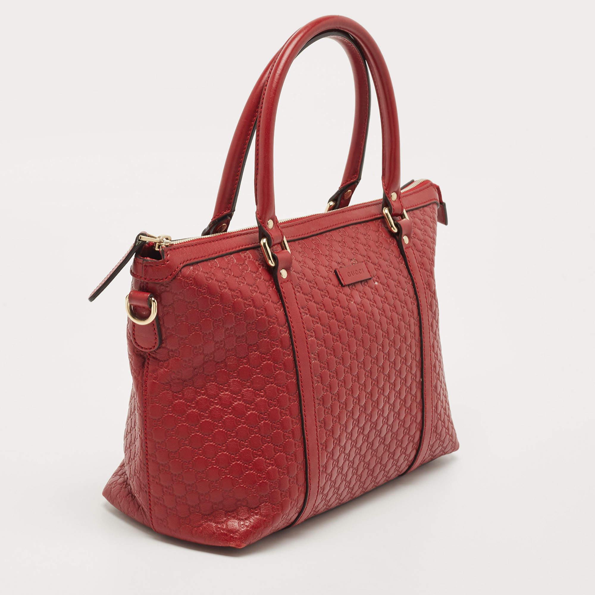 Gucci Red Microguccissima Leather Margaux Tote In Good Condition In Dubai, Al Qouz 2