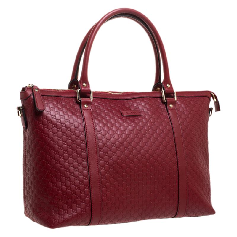 Gucci Red Microguccissima Leather Margaux Tote In Good Condition In Dubai, Al Qouz 2