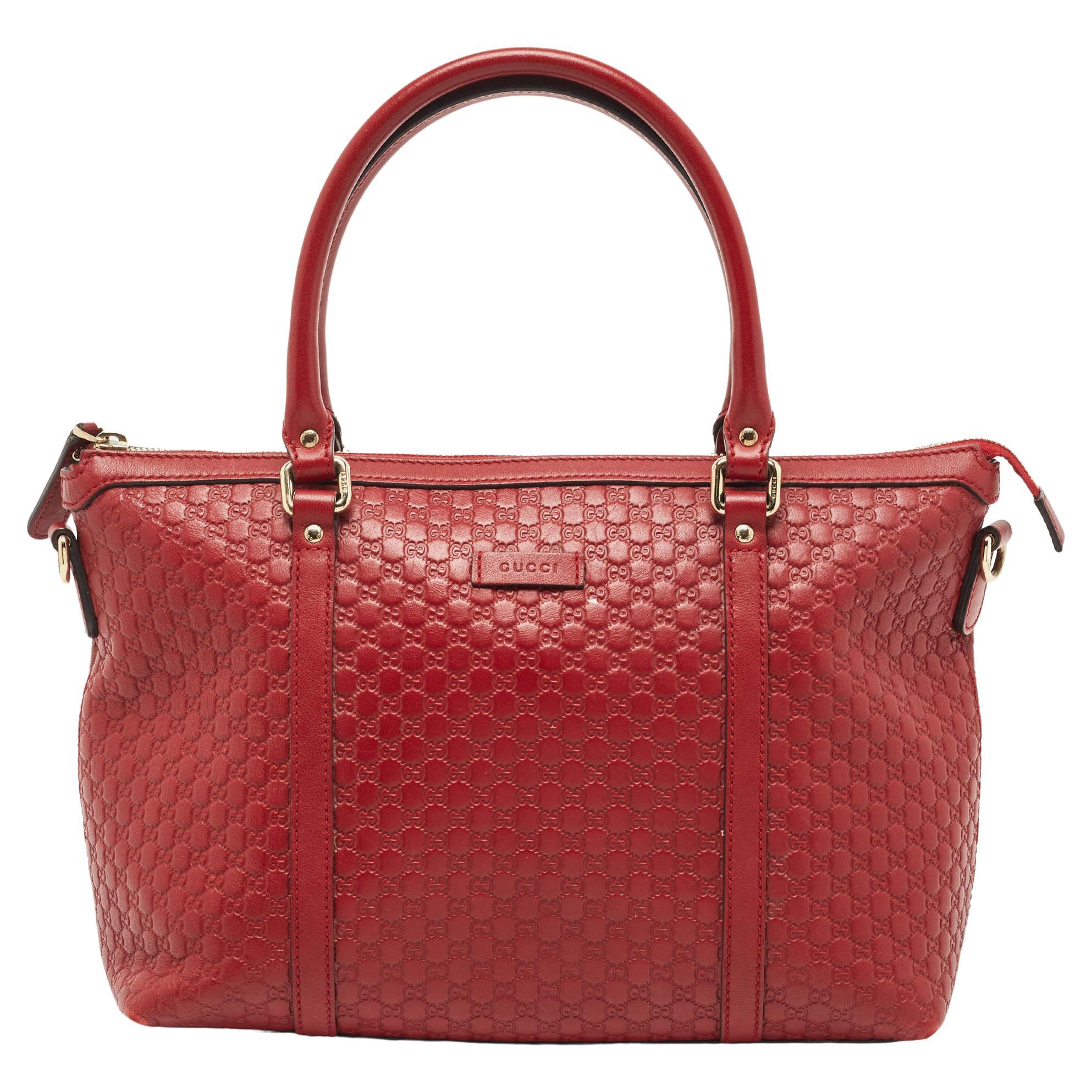 Gucci Red Microguccissima Leather Margaux Tote