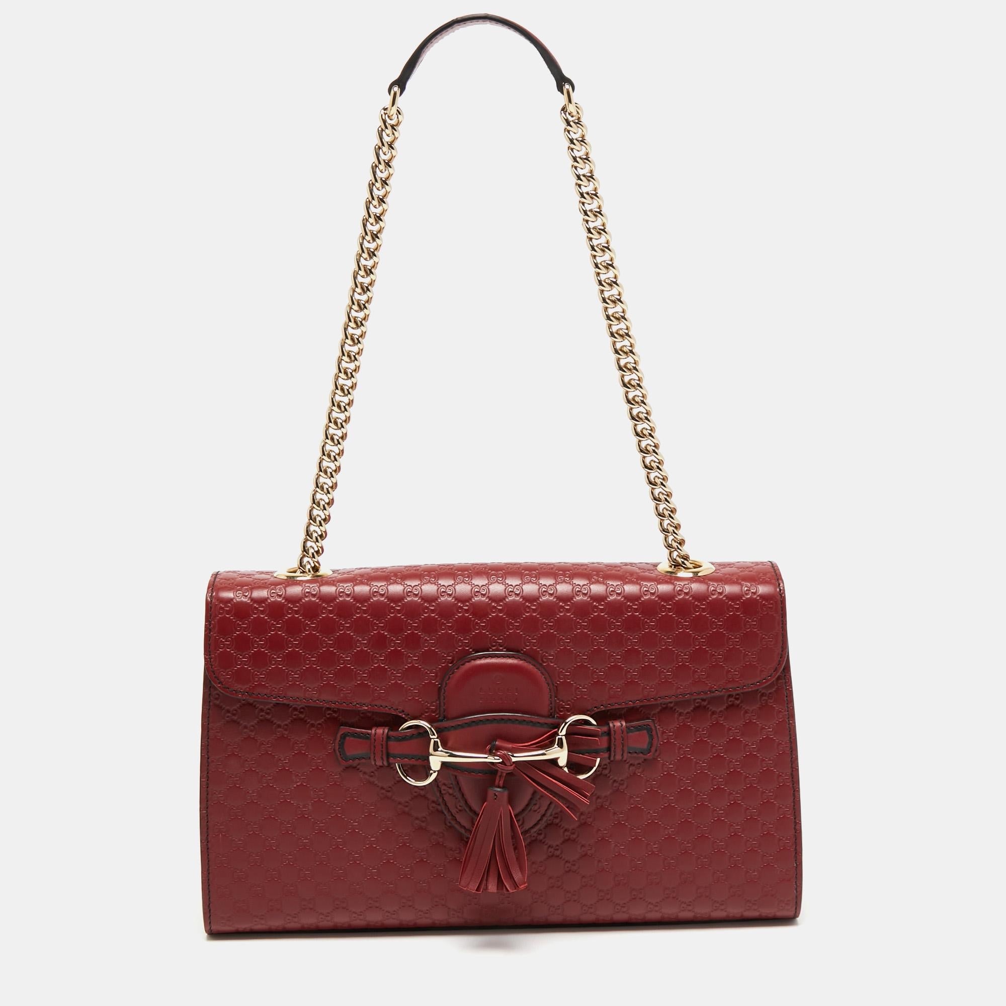 Gucci Red Microguccissima Leather Medium Emily Shoulder Bag In Excellent Condition In Dubai, Al Qouz 2
