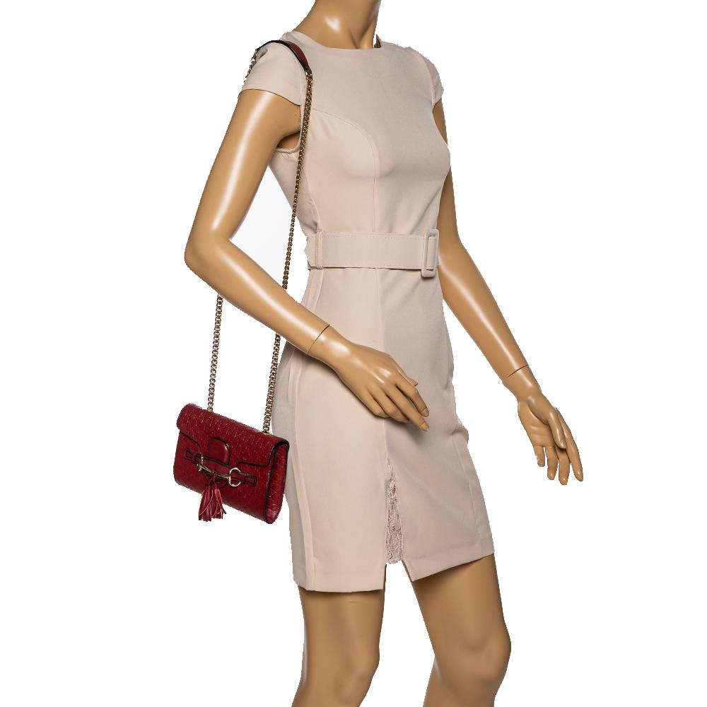 Brown Gucci Red Microguccissima Leather Mini Emily Chain Shoulder Bag