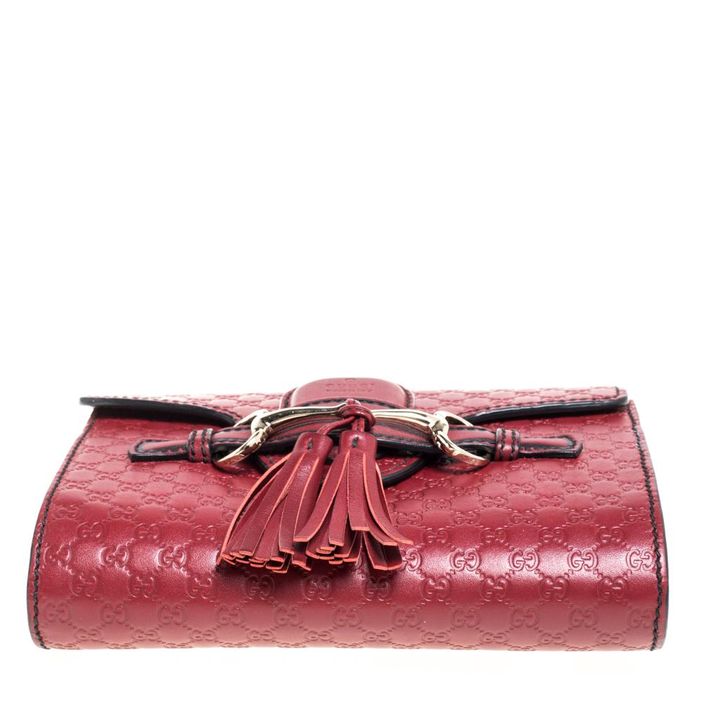 Women's Gucci Red Microguccissima Leather Mini Emily Chain Shoulder Bag