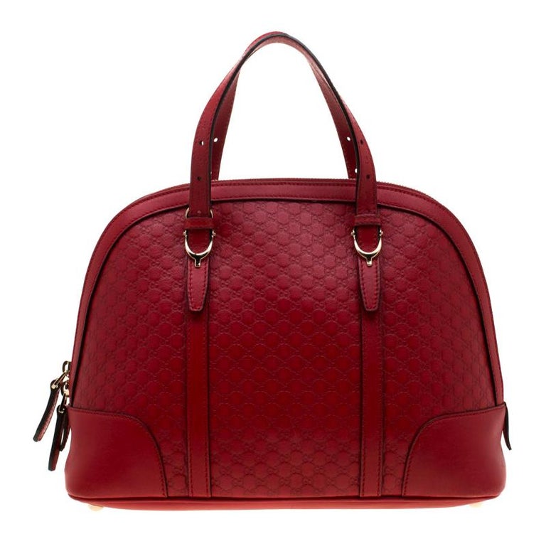Gucci Red Microguccissima Leather Nice Dome Satchel For Sale at 1stDibs