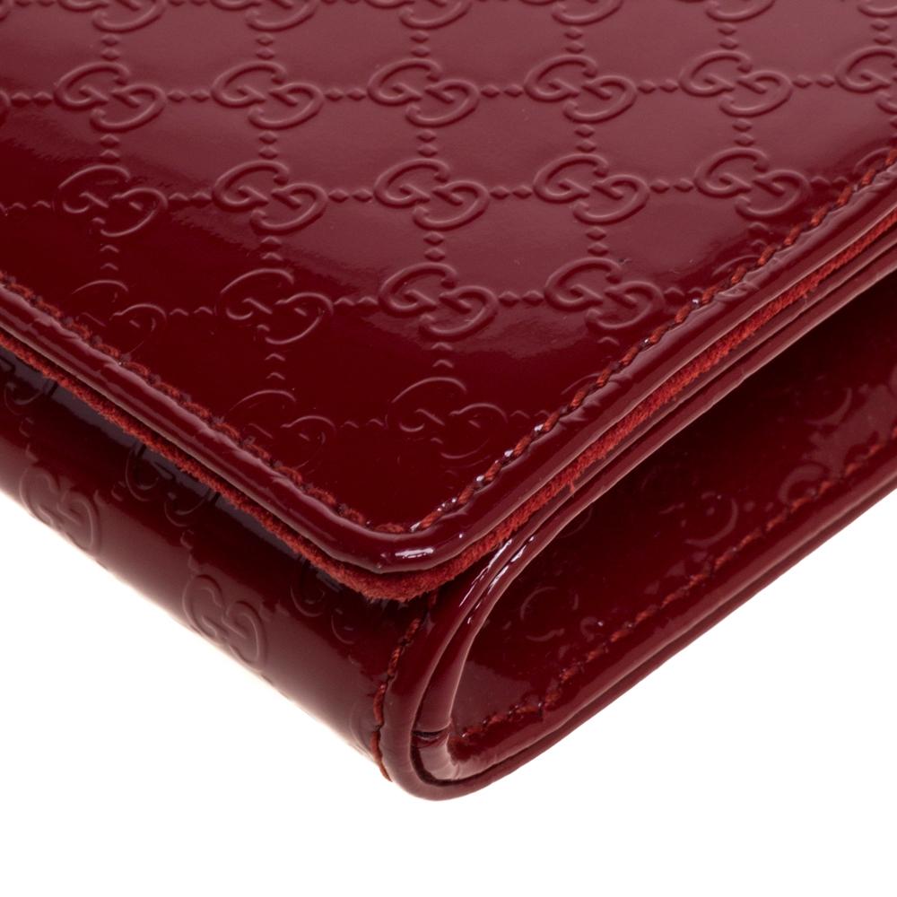 Gucci Red Microguccissima Patent Leather Broadway Clutch 6