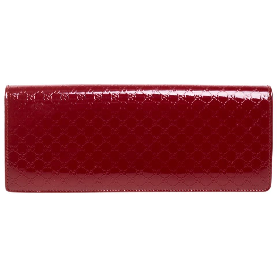 Gucci Red Microguccissima Patent Leather Broadway Clutch