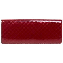 Gucci Red Microguccissima Patent Leather Broadway Clutch