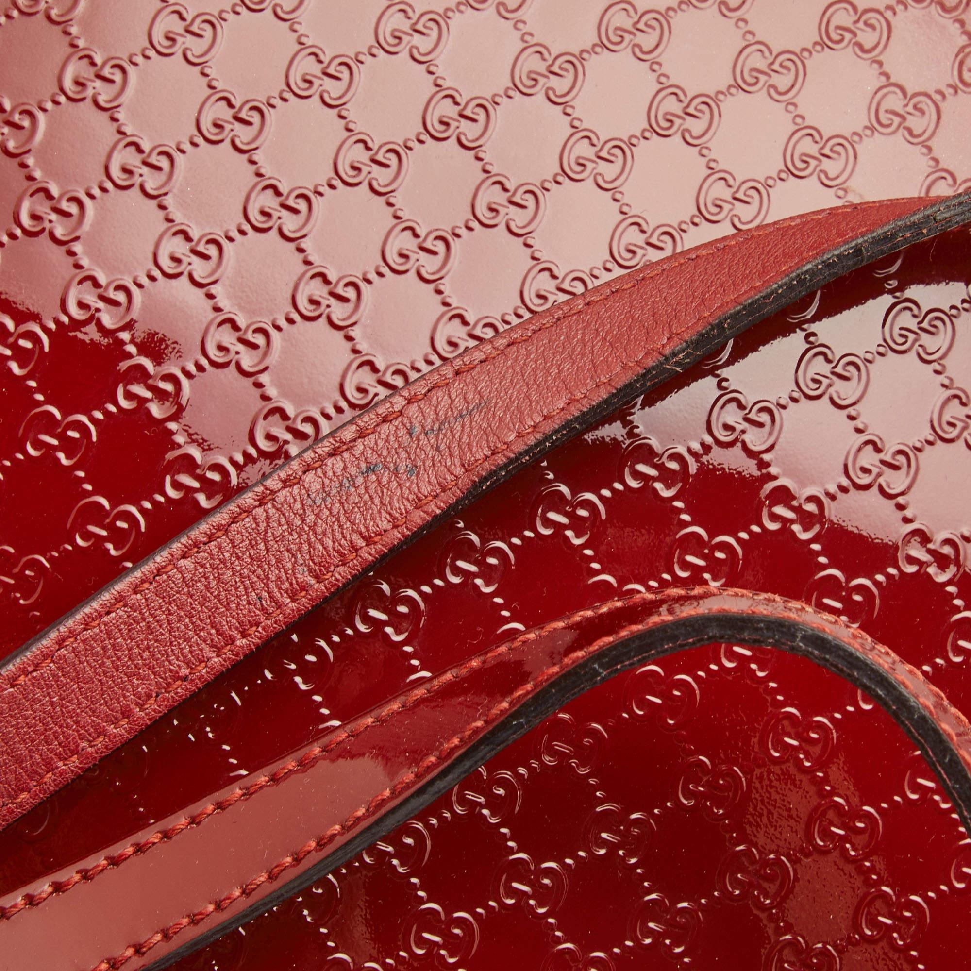 Gucci Red Microguccissima Patent Leather Medium Nice Tote 8