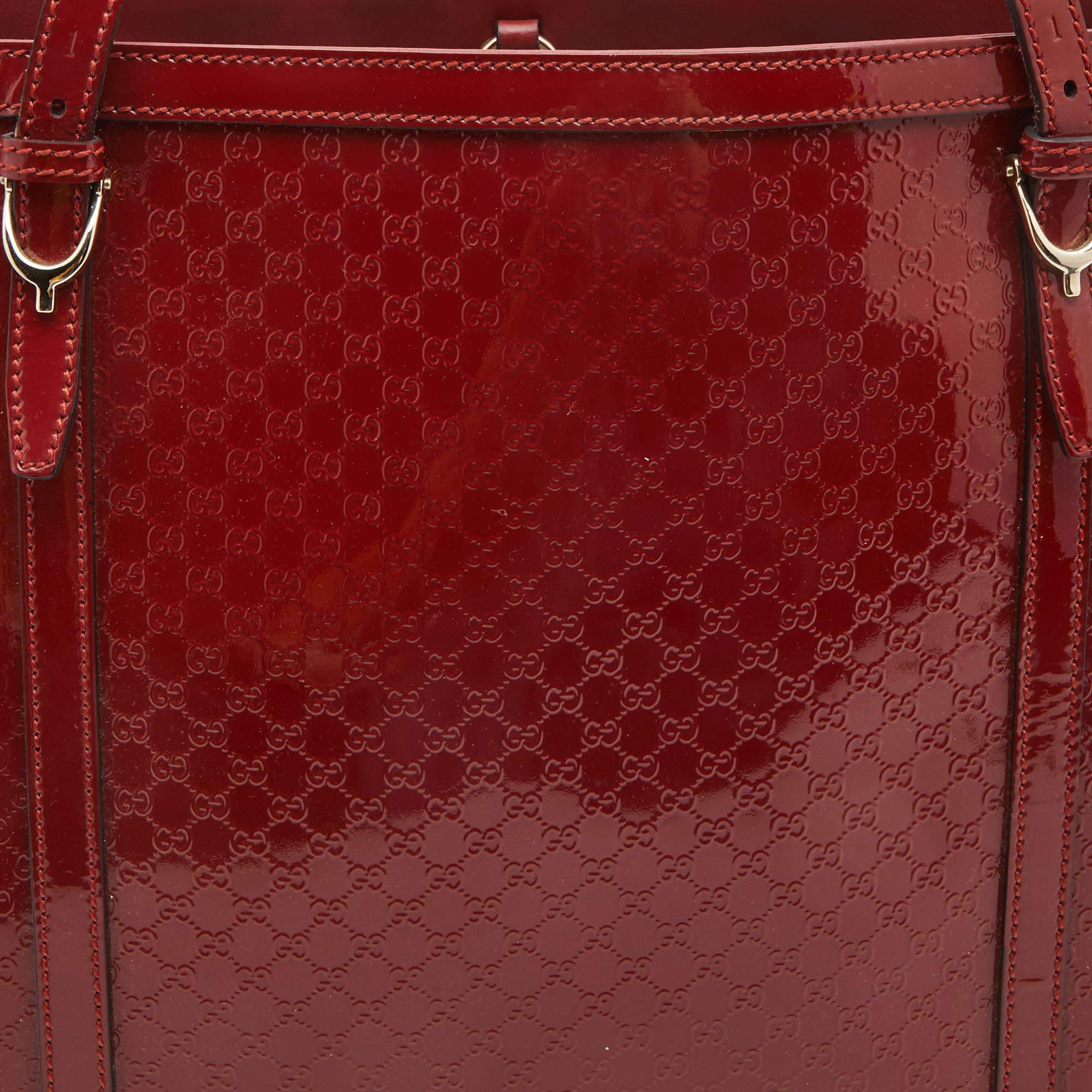 Gucci Red Microguccissima Patent Leather Medium Nice Tote 9