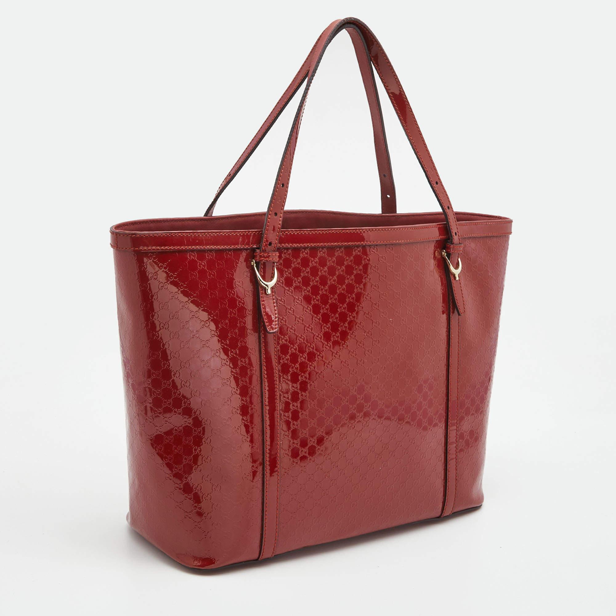 Women's Gucci Red Microguccissima Patent Leather Medium Nice Tote