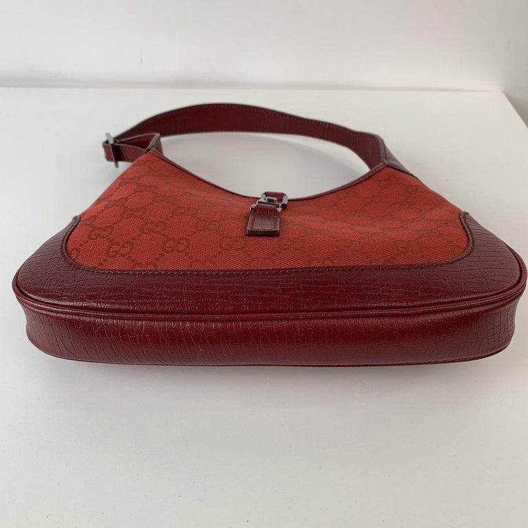 Gucci Red Monogram Canvas Hobo Jackie O Bag Shoulder Bag at 1stDibs