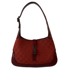 Used Gucci Red Monogram Canvas Hobo Jackie O Bag Shoulder Bag
