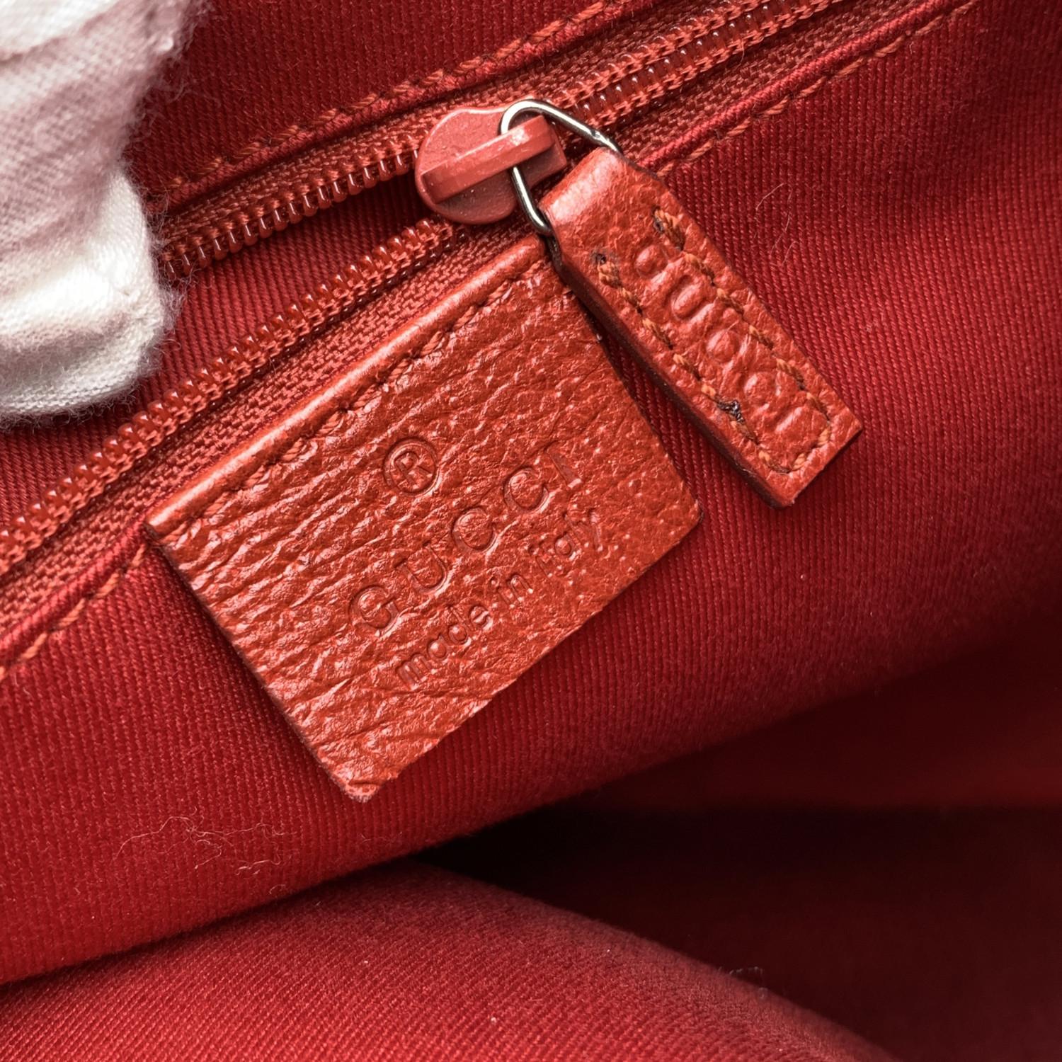 Gucci Red Monogram Canvas Hobo Shoulder Bag Tote 6