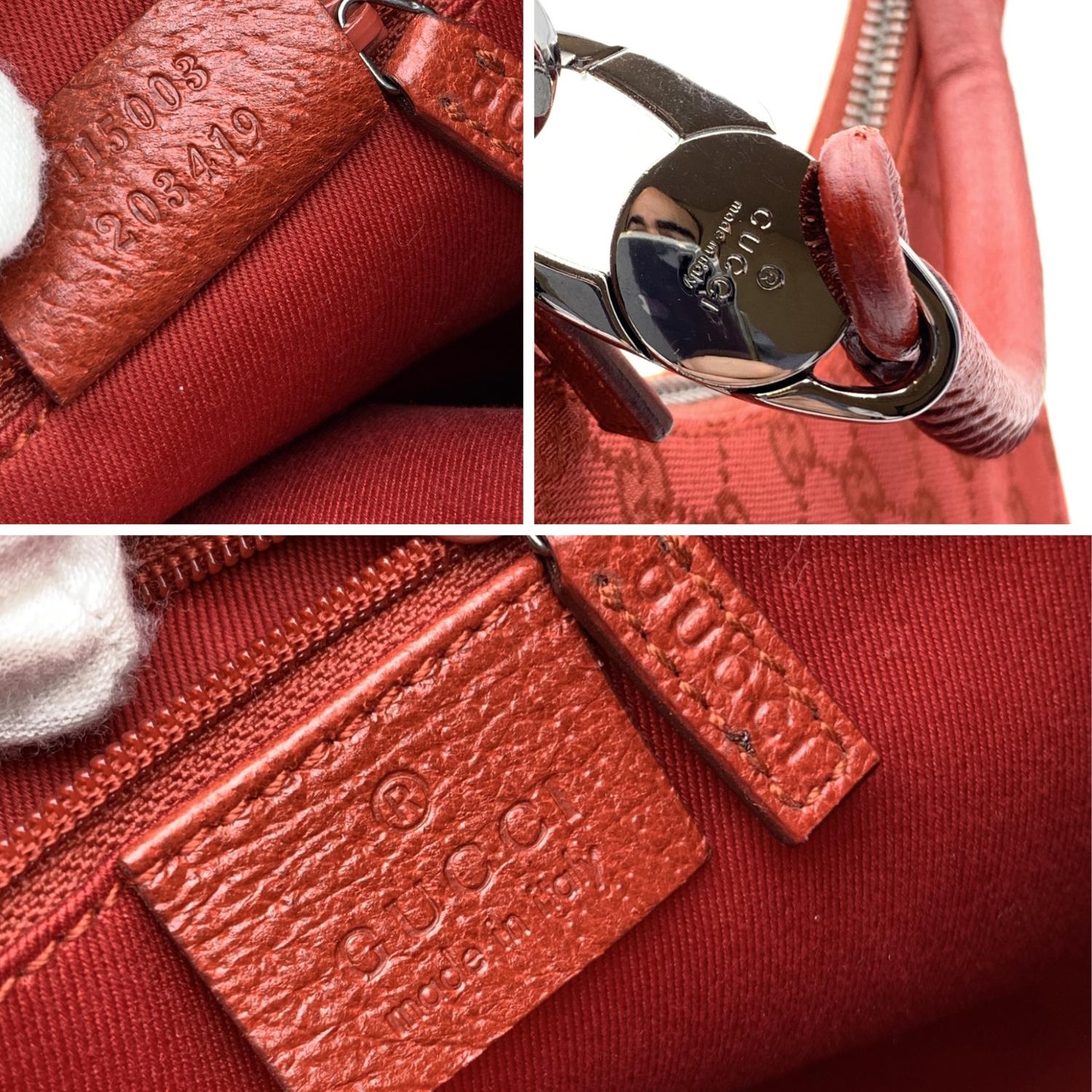Gucci Red Monogram Canvas Hobo Shoulder Bag Tote In Excellent Condition In Rome, Rome