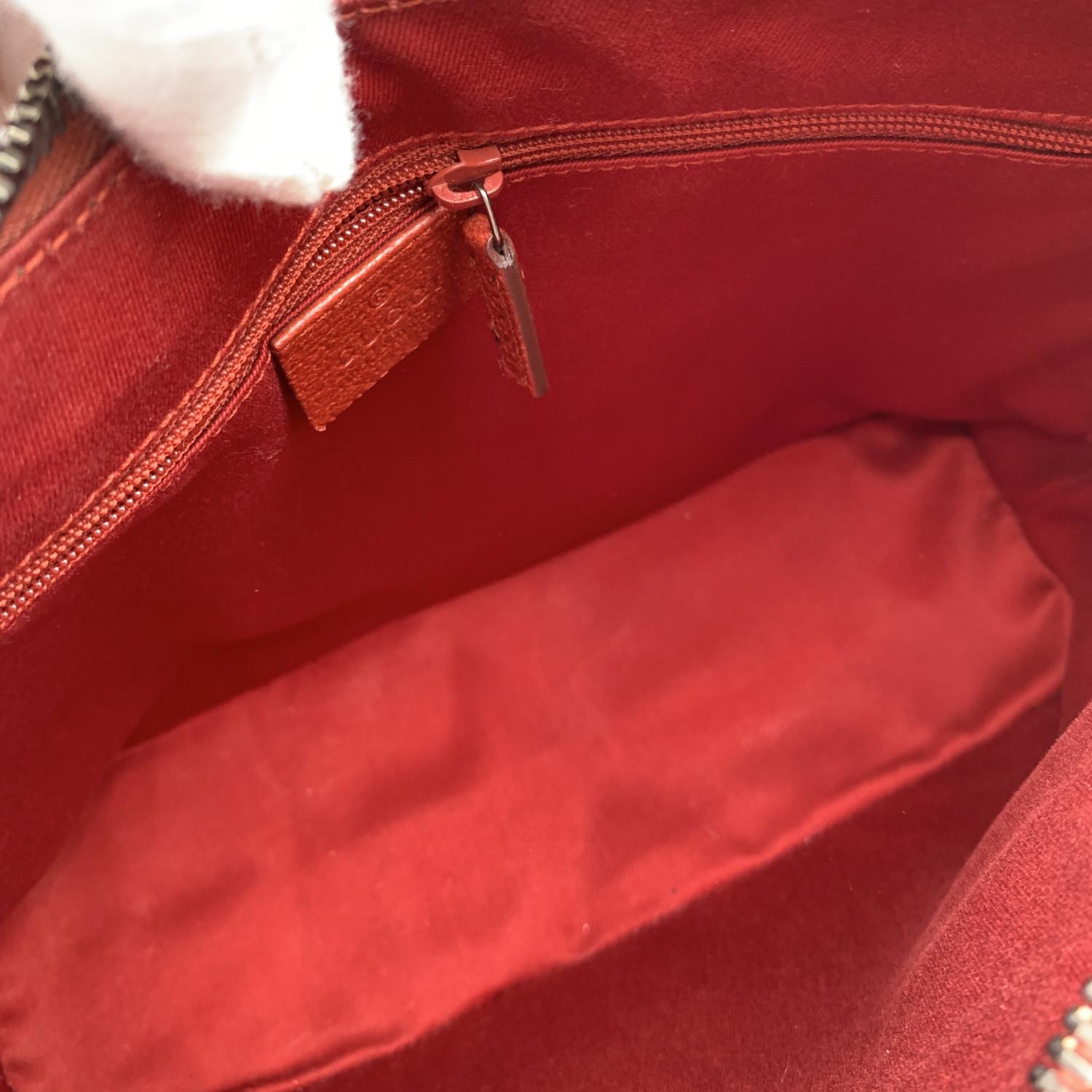 Women's Gucci Red Monogram Canvas Hobo Shoulder Bag Tote