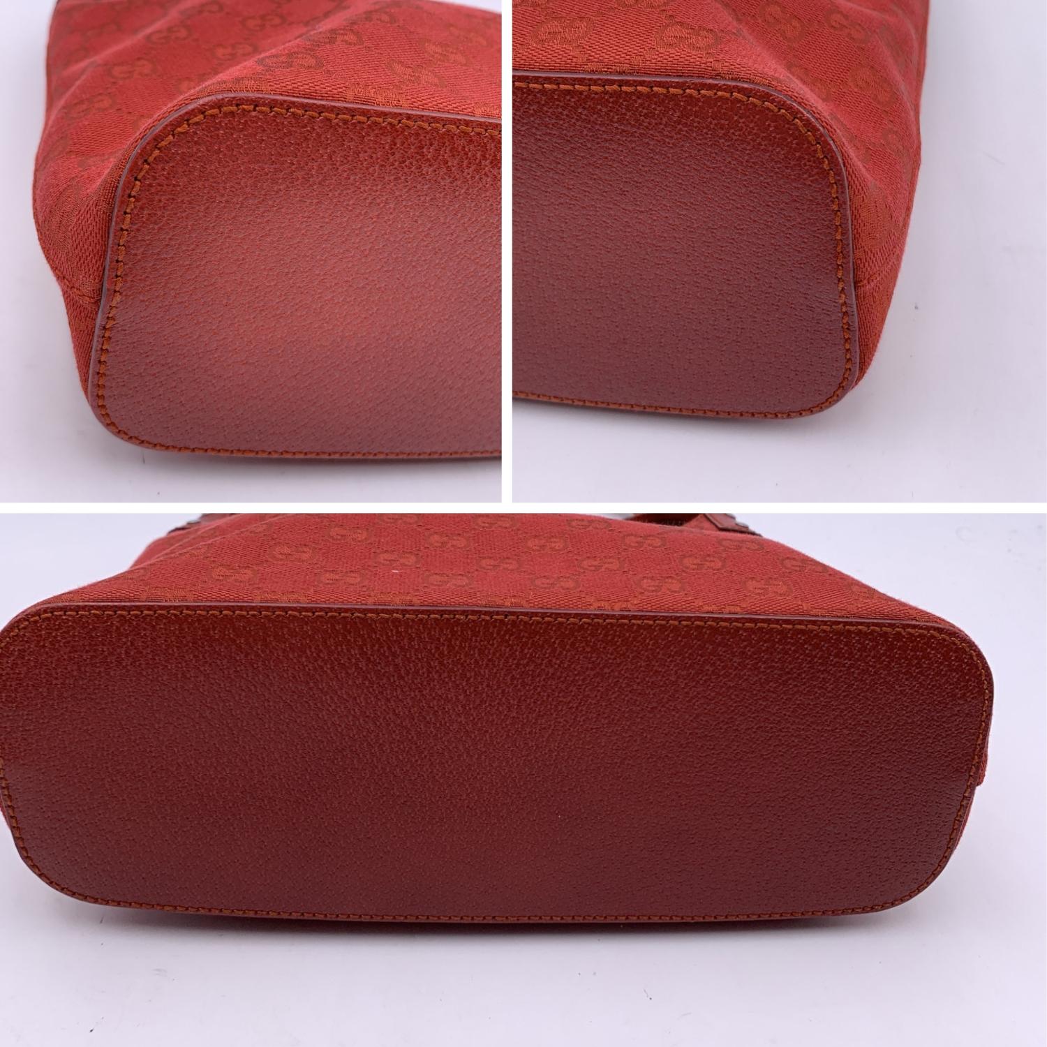 Gucci Red Monogram Canvas Hobo Shoulder Bag Tote 1