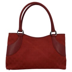 Gucci Red Monogram Canvas Tote Shoulder Bag Handbag