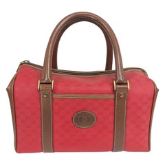 Gucci Red Monogram Vinyl and Leather Speedy Handbag 1980s