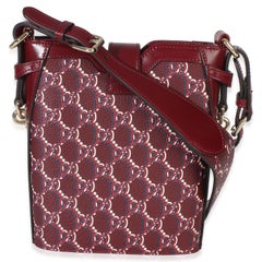 Gucci Red Multicolor GG Monogram Grained Calfskin Mini Shadow Bucket Bag