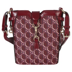 Gucci Red Multicolor GG Monogram Grained Calfskin Mini Shadow Bucket Bag