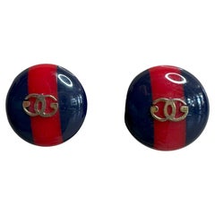 Vintage Gucci Red & Navy Clip on Earrings