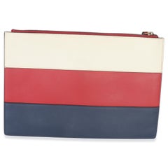 Gucci Red Navy Cream Calfskin Queen Margaret Flat Pouch