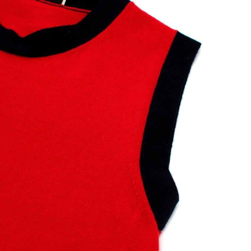 Gucci Red & Navy Knitted Wool & Cashmere Sleeveless Top In Excellent Condition For Sale In London, GB