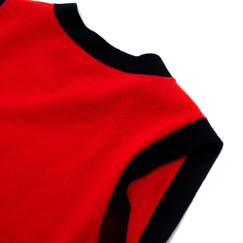 Gucci Red & Navy Knitted Wool & Cashmere Sleeveless Top For Sale 2