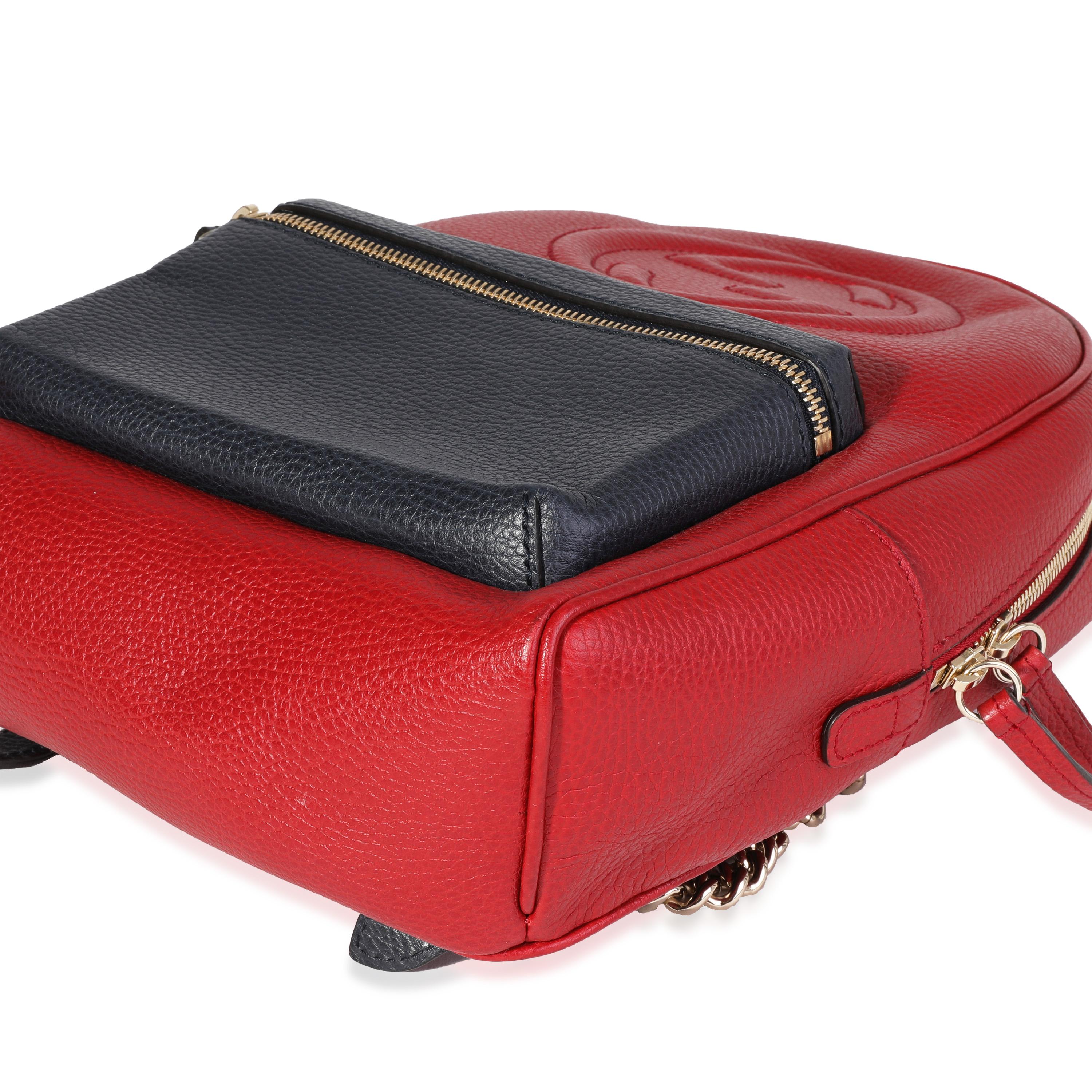 Women's or Men's Gucci Red & Navy Pebbled Leather Soho Chain Backpack