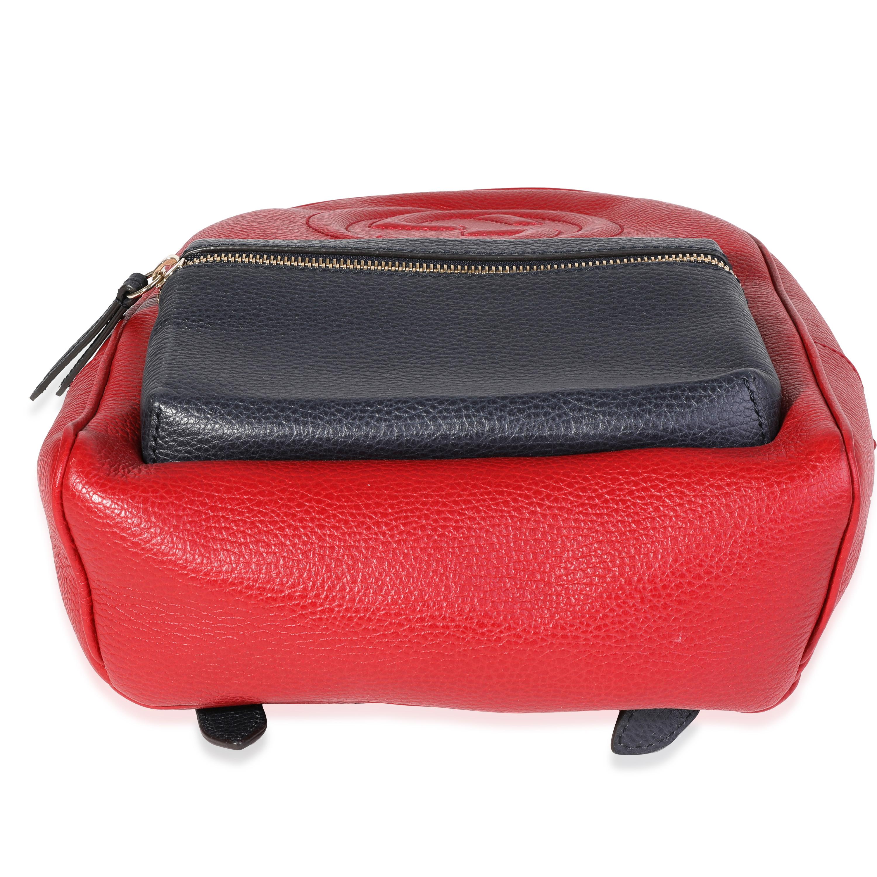 Gucci Red & Navy Pebbled Leather Soho Chain Backpack 2