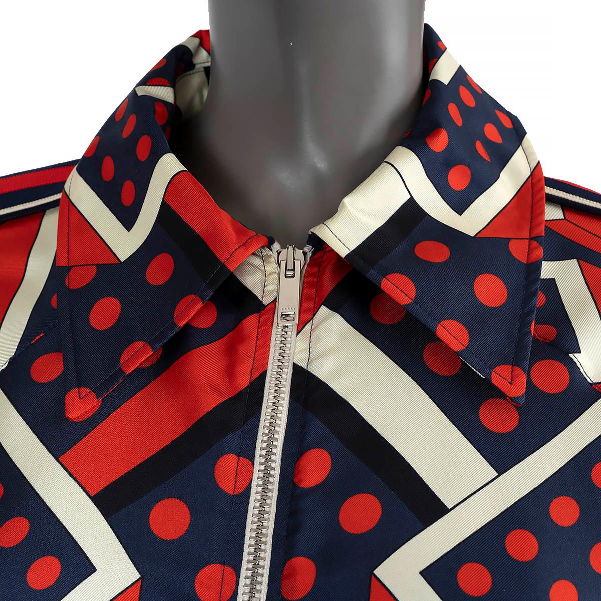 GUCCI red navy white silk 2021 G DOT LABYRINTH Windbreaker Jacket XS For Sale 1