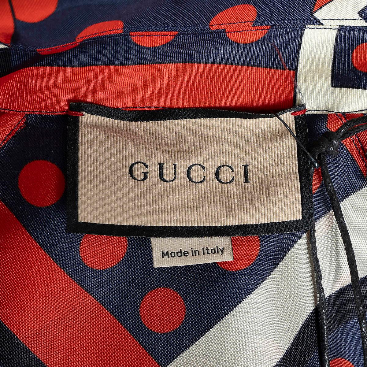 GUCCI red navy white silk 2021 G DOT LABYRINTH Windbreaker Jacket XS For Sale 2