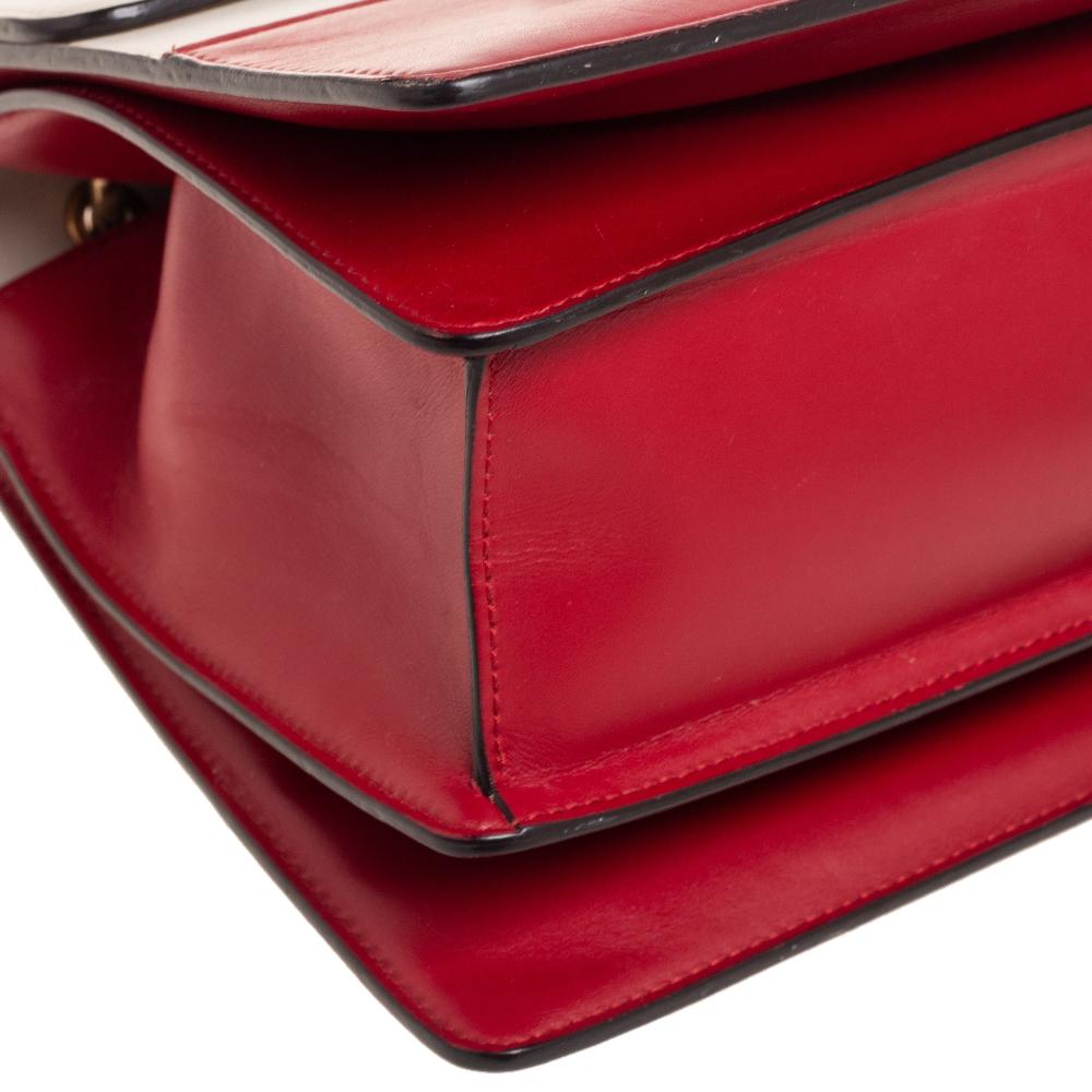 Gucci Red/Off White Leather Small Queen Margaret Top Handle Bag In Good Condition In Dubai, Al Qouz 2