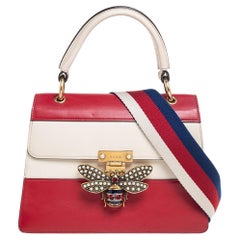 Gucci - Petit sac à main Queen Margaret en cuir rouge/blanc cassé avec poignée supérieure