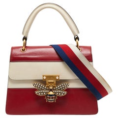 Gucci Red/Off White Leather Small Queen Margaret Top Handle Bag