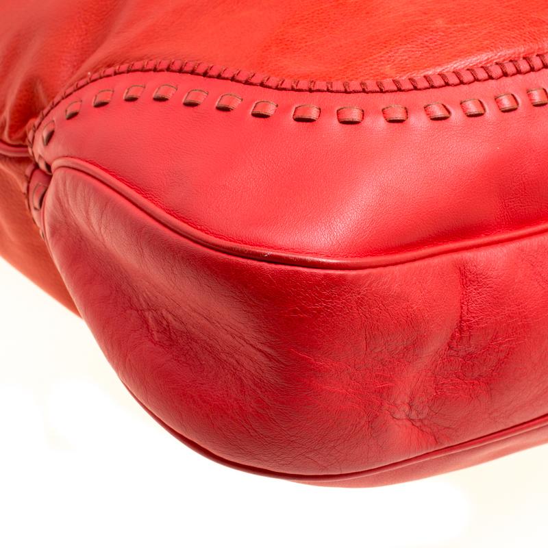 Gucci Red Orange Leather Large New Jackie Shoulder Bag 7