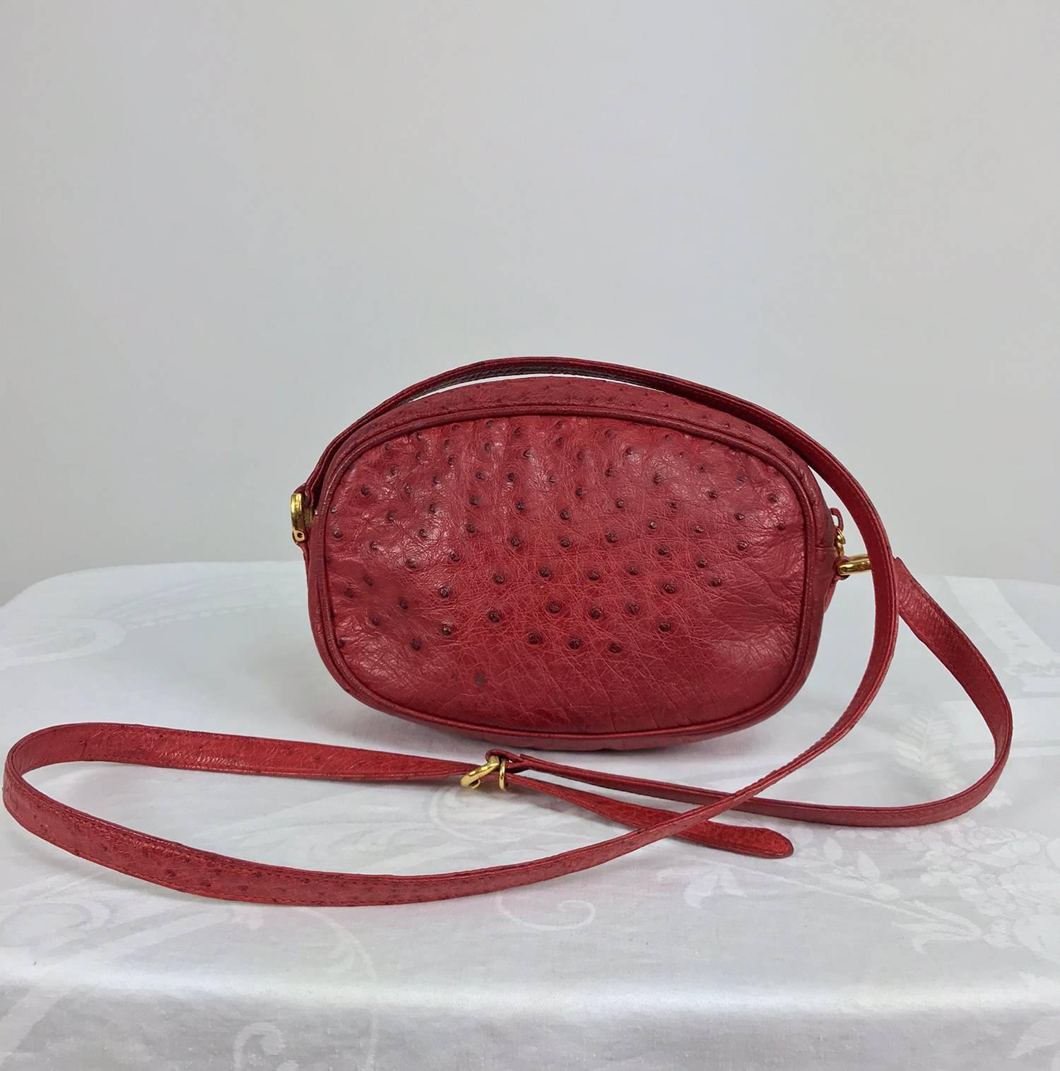 Women's Gucci red ostrich cross body bag 1980s 